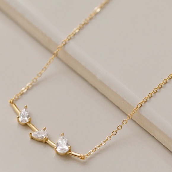 Crystal Bar Necklace | 14k Gold Plated - Picture 2 of 8